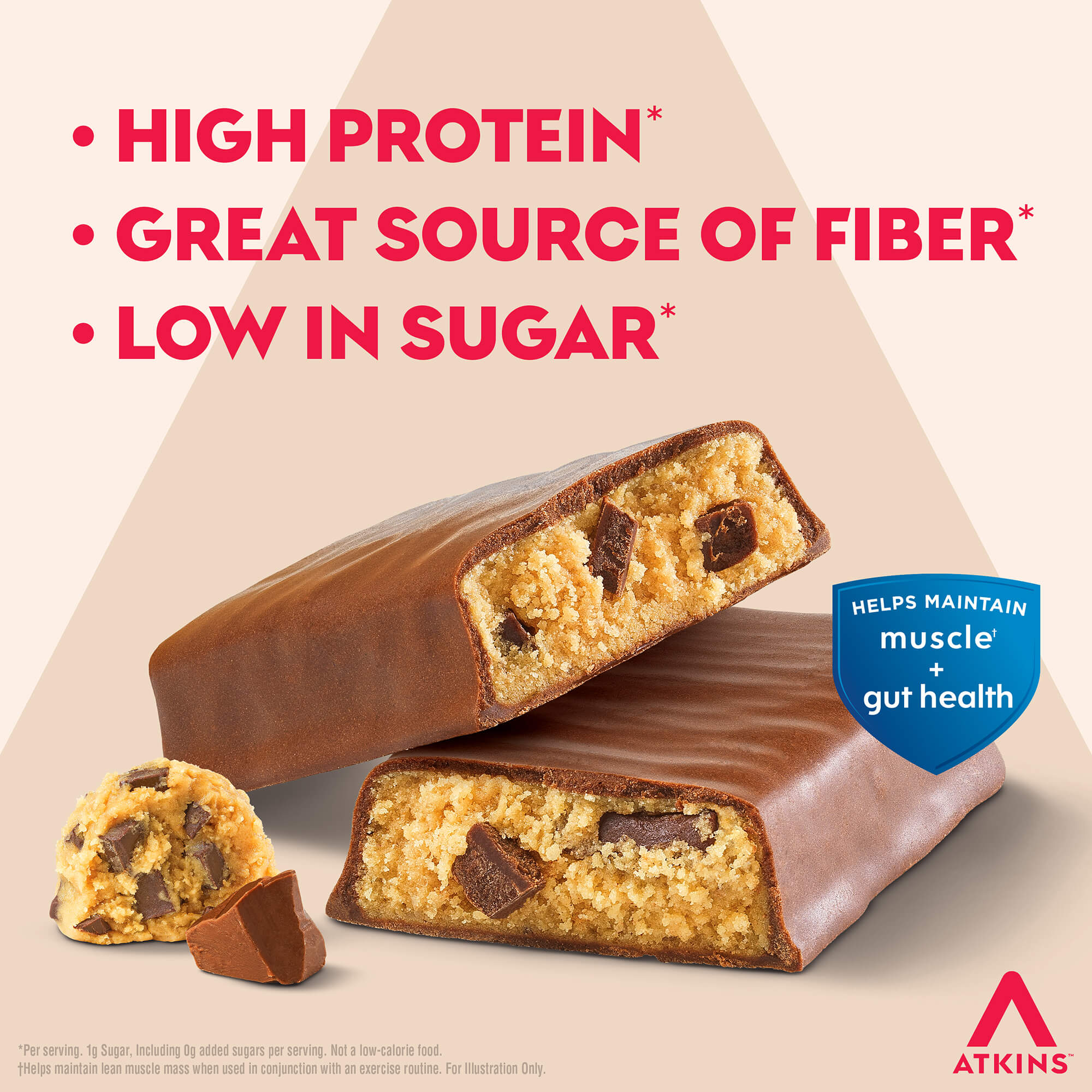 Atkins Strong Chocolate Chip Cookie Dough 20g Protein Bar - Image 2
